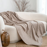 SOGA 2X 130x190cm Misty Beige Blanket – Houndstooth Tassel Throw
