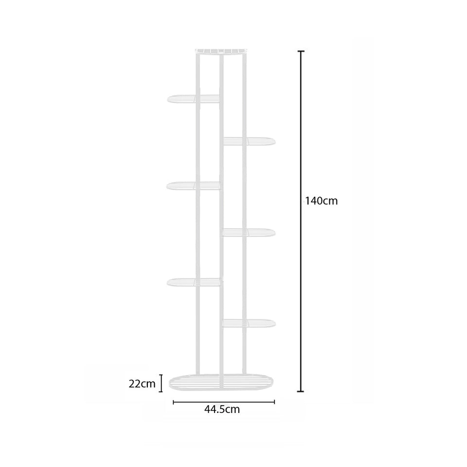 SOGA 8-Tier 9-Pot White Metal Plant Rack Flowerpot Display Stand