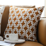 SOGA 2X 50cm Brown Checkered Chain Jacquard Square Pillow Decorative Cushion for Home Decor