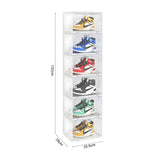 SOGA 2X 6 Tier Transparent Portable Shoe Organiser Sneaker Footwear Folding Plastic Bin Stackable Storage Box with Magnetic Door