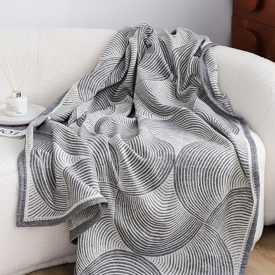SOGA Charcoal Gray Geometric Swirl Throw Blanket 130x180cm Polyester