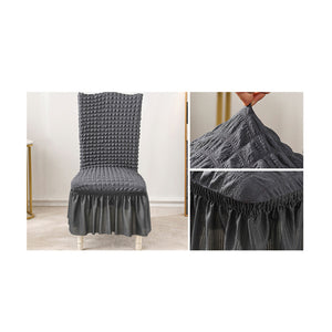 SOGA Dark Grey Chair Cover Seat Protector with Ruffle Skirt Stretch Slipcover Wedding Party Home Decor