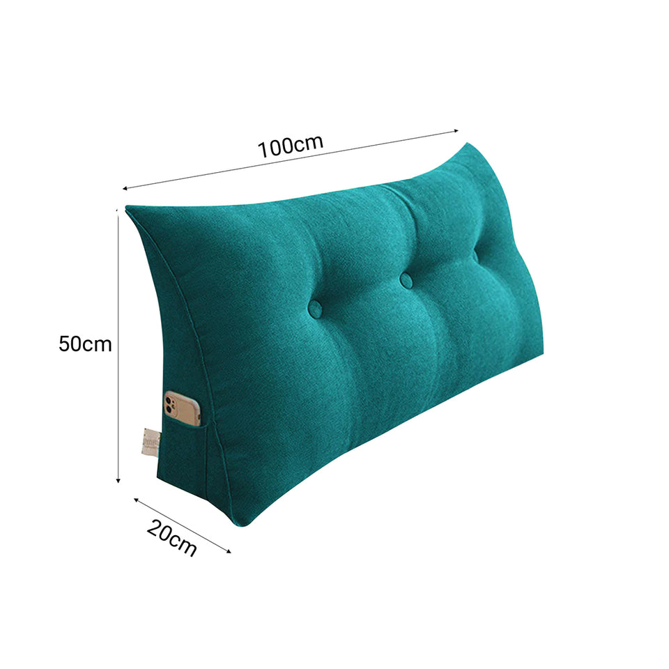 SOGA 100cm Blue Green Triangular Wedge Bed Pillow Headboard Backrest Bedside Tatami Cushion Home Decor