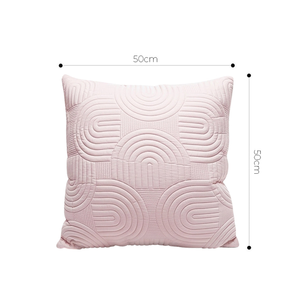 SOGA 2X 50cm Pink Textured Geometric Pattern Decorative Throw Pillow