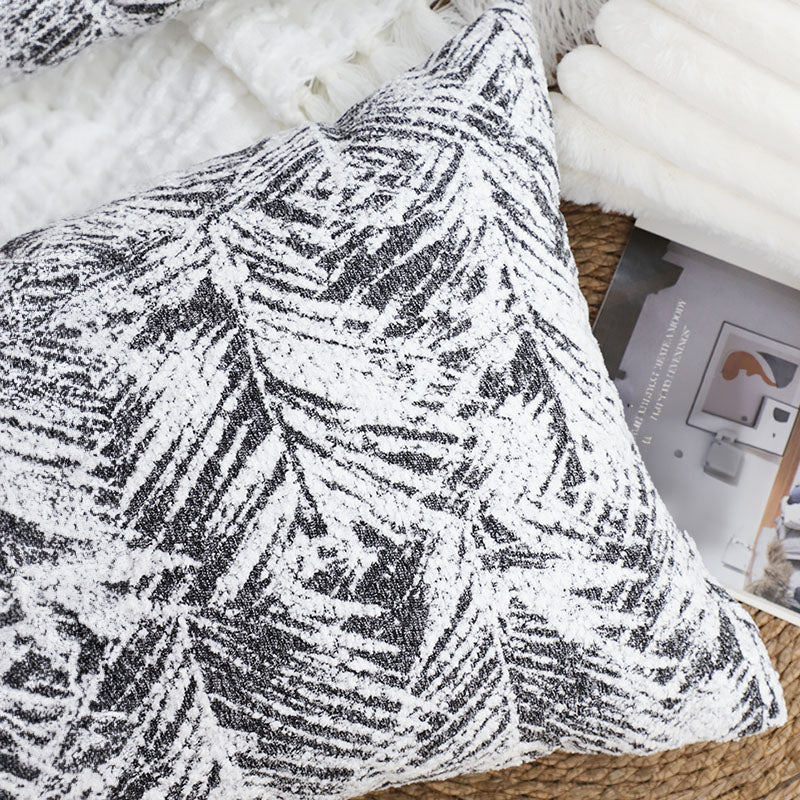 SOGA 2X 35cm Modern Charcoal Palm Leaf Print Contemporary Throw Pillow