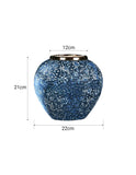 SOGA 21x22cm Blue with White Mini Floral Small Ceramic Flower Vase Elegant Living Room Home Decor