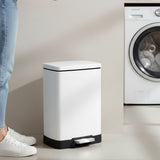 SOGA 4-Pack 12L White Stainless Steel Foot Pedal Trash Bin