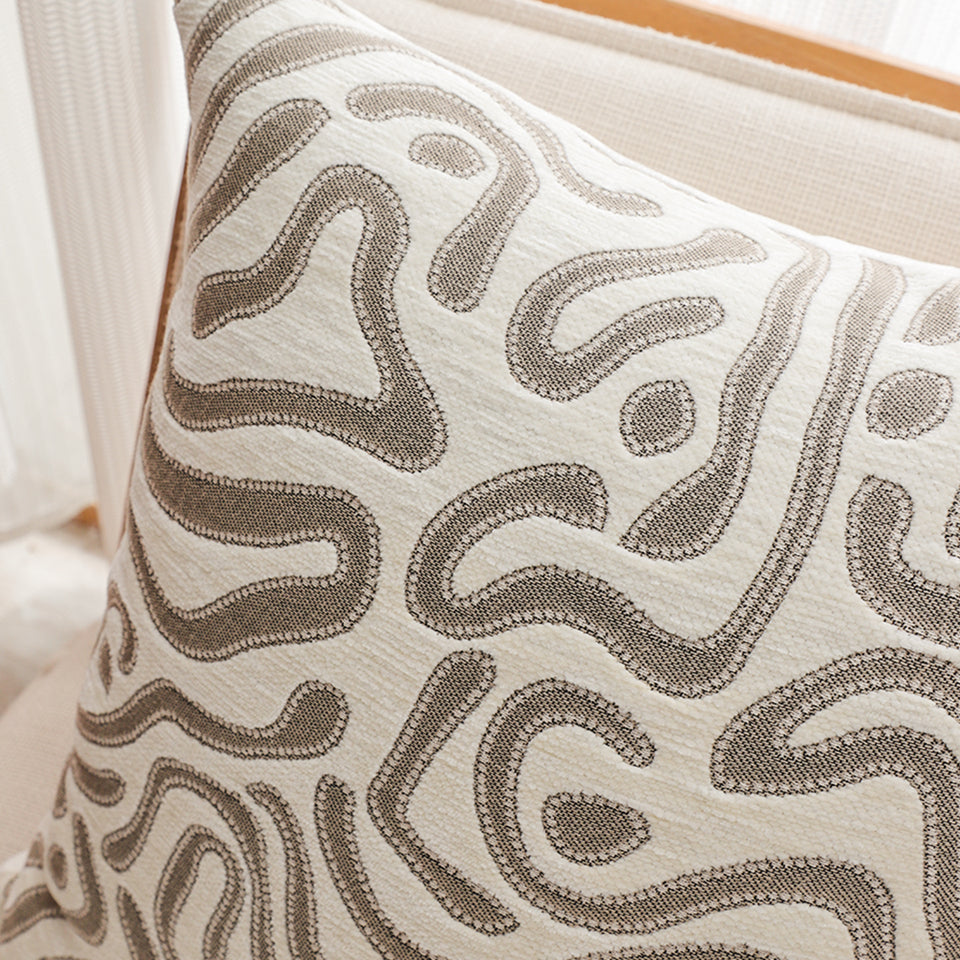 SOGA 50cm Gray White Abstract Swirl Pattern Decorative Throw Pillow