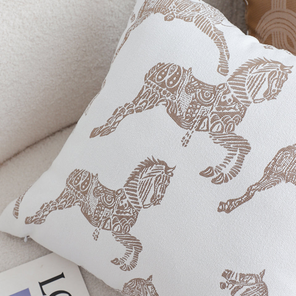SOGA 2X 50cm White Decorative Horse Pattern Cushion Throw Pillow