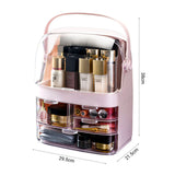 SOGA 3 Tier Pink Countertop Makeup Cosmetic Storage Organiser Skincare Holder Jewelry Storage Box with Handle