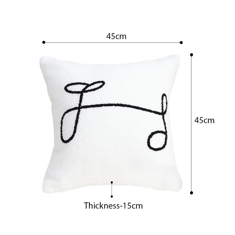 SOGA 2X 45cm Minimalist White Script Letter Embroidered Throw Pillow