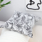 SOGA 50cm Modern Charcoal Palm Leaf Print Contemporary Throw Pillow
