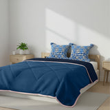 SOGA Home & Living Bundle – 2 Deep Sea Blue Gradient Pillow & Navy Blue Cozy Flannel Blanket