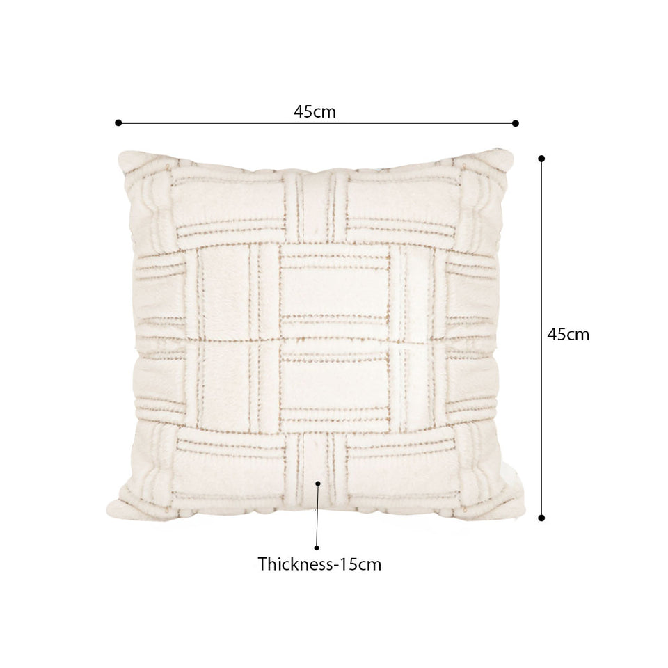 SOGA 45cm Bohemian Cream Tufted Grid Pattern Decorative Throw Pillow