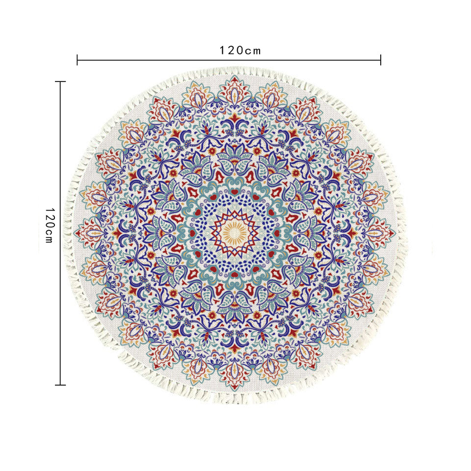 SOGA 120cm Mandala Round Area Thick Anti-slip Doormat, Home Decor