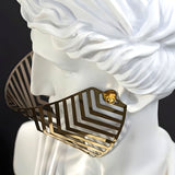 SOGA 40cm White Classical Bust Sculpture Resin with Gold Striped Mask for Modern Home Decor