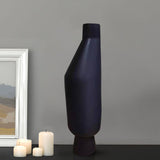 SOGA 2X 14x52cm Ornament Black Minimalist Vases with Narrow Neck Rounded Body for Modern Home Decor