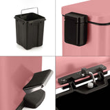 SOGA 4X Foot Pedal Stainless Steel Rubbish Recycling Garbage Waste Trash Bin Square 6L Pink
