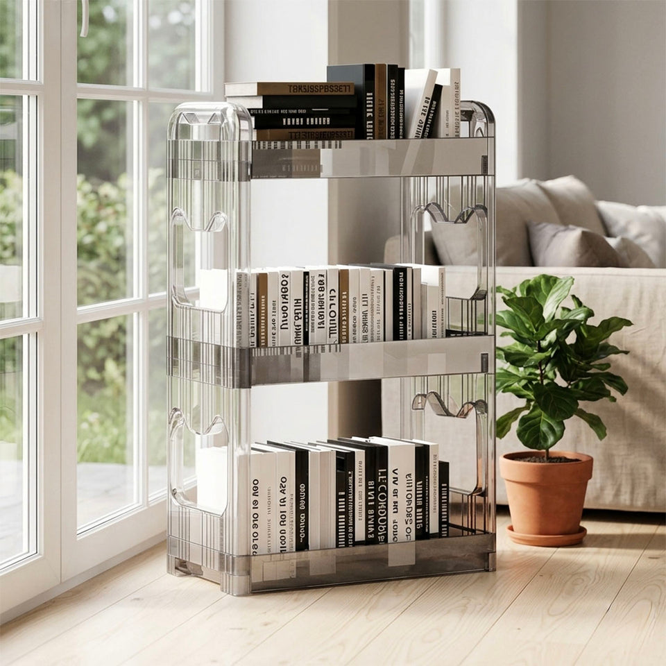 SOGA 38x24cm Clear 3 Tier Bookshelf  Storage Organizer