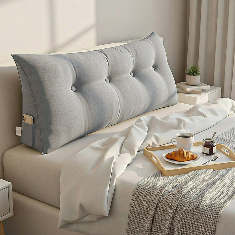 SOGA 120cm Silver Triangular Wedge Bed Pillow Headboard Backrest Bedside Tatami Cushion Home Decor