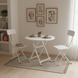 SOGA Home & Living Bundle – White Folding Dining Table & 2 Foldable Chairs for Home Decor