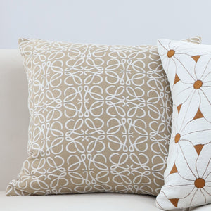 SOGA 50cmThrow Pillow White and Beige Geometric Pattern Accent for Home Decor