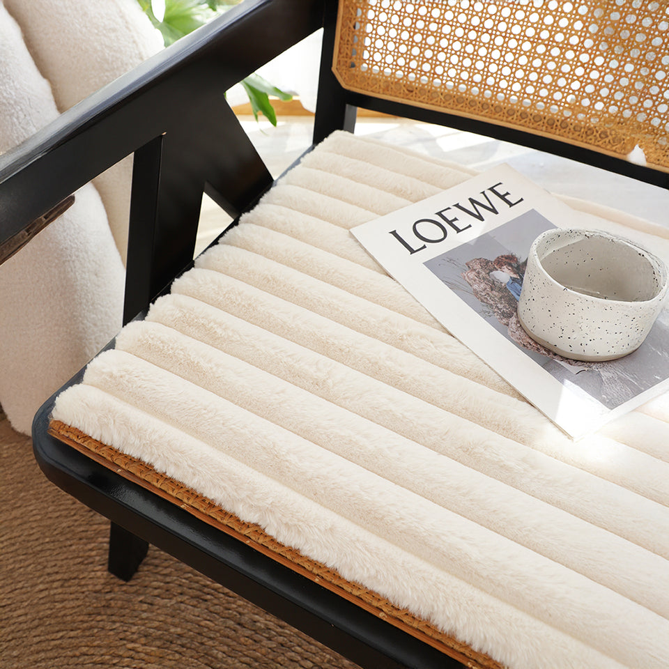 SOGA 2X Cream Corduroy Square Cushion Soft Leaning Plush Backrest Throw Seat Pillow