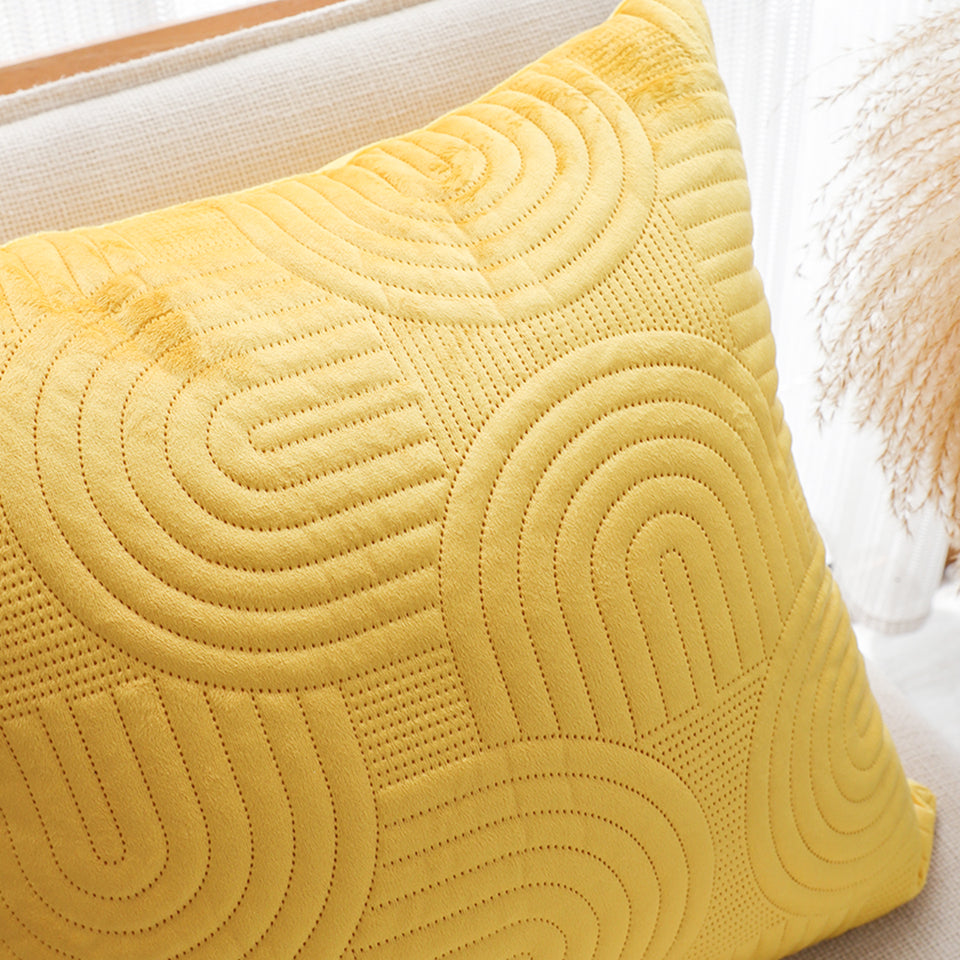 SOGA 2X 50cm Yellow Textured Geometric Pattern Decorative Throw Pillow