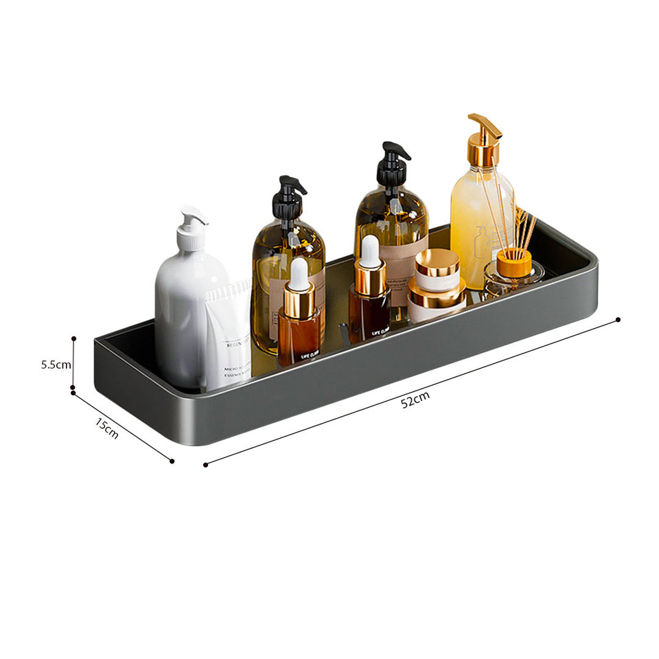 SOGA 2X 52cm Black Wall-Mounted Rectangular Kitchen Spice Storage Organiser Space Saving Condiments Shelf Rack