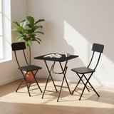 SOGA Home & Living Bundle – Black Folding Dining Table & 2 Foldable Chairs for Home Decor