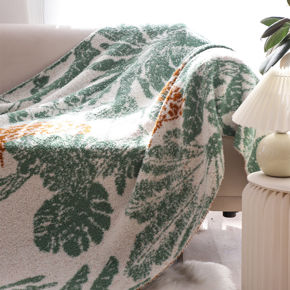 SOGA 2X Tropical Leaf Print Throw Blanket 130x180cm Soft Polyester
