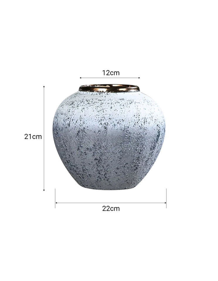 SOGA 21x22cm White and Grey Small Ceramic Flower Vase Elegant Living Room Home Decor