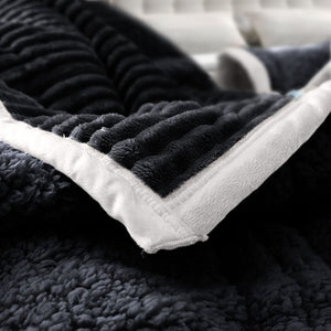 SOGA Black Throw Blanket Warm Cozy Double Sided Thick Flannel Coverlet Fleece Bed Sofa Comforter
