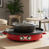 SOGA 2X 2-in-1 44CM Electric Hot Pot BBQ Grill Maifan Stone Non-Stick Coating 2100W