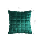 SOGA 2X Quilted Cushion 50cm Emerald Green Grid Pattern Soft Padded Decorative Throw Pillow