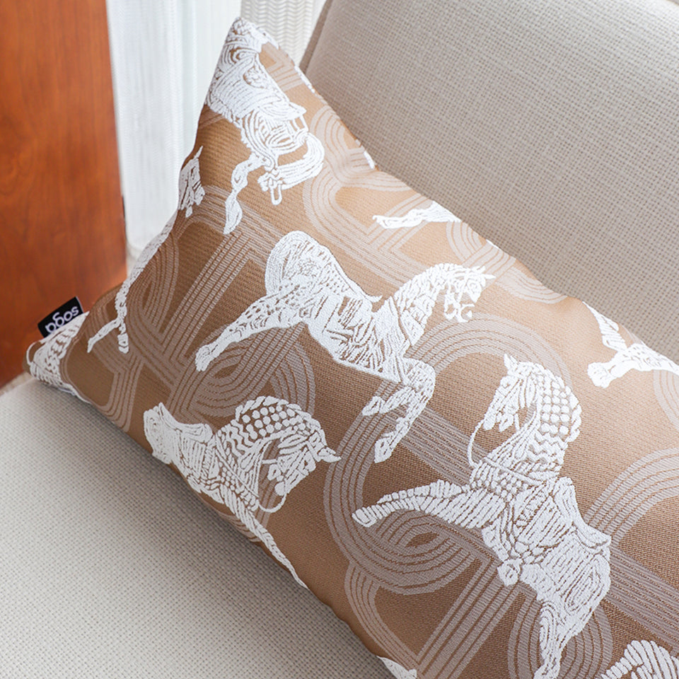 SOGA 35cm Bohemian Camel Brown White Horse Pattern Throw Pillow