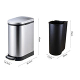 SOGA Foot Pedal Stainless Steel Rubbish Recycling Garbage Waste Trash Bin 10L U