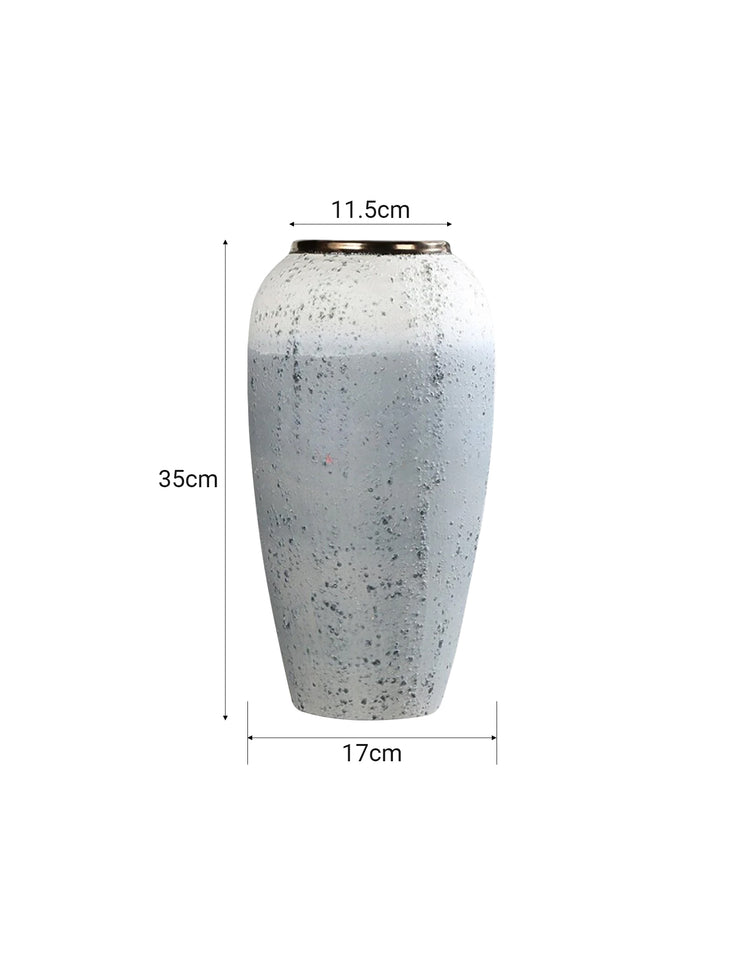 SOGA 35x17cm White and Grey Large Ceramic Flower Vase Elegant Living Room Home Decor