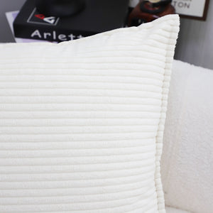 SOGA 50cm Beige Corduroy Wabi-Sabi Striped Throw Pillow