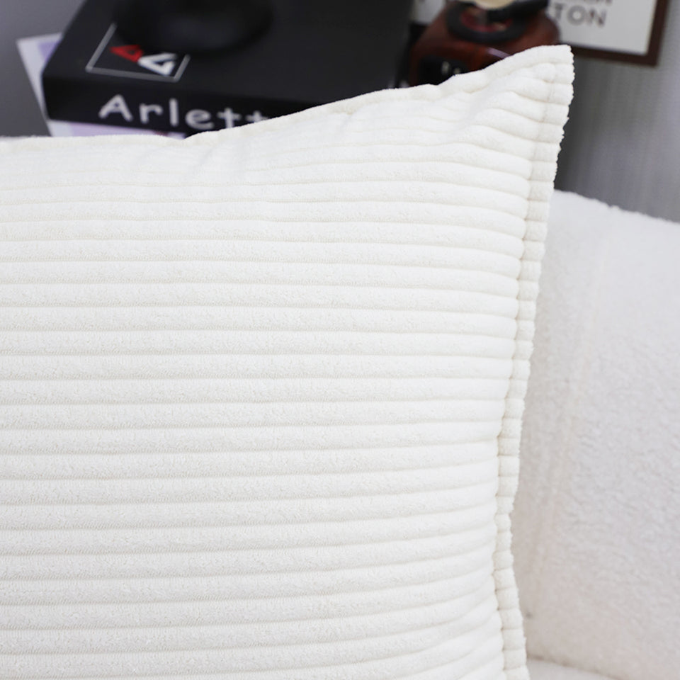SOGA 50cm Beige Corduroy Wabi-Sabi Striped Throw Pillow