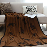 SOGA 2X Black Brown Animal Print Throw Blanket 130x180cm Polyester