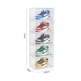 SOGA 2X 5 Tier Transparent Portable Shoe Organiser Sneaker Footwear Folding Plastic Bin Stackable Storage Box with Magnetic Door