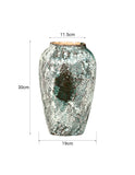 SOGA 30x19cm Green Medium Ceramic Flower Vase Elegant Living Room Home Decor