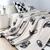 SOGA Black Cream Animal Print Throw Blanket 130x180cm Polyester