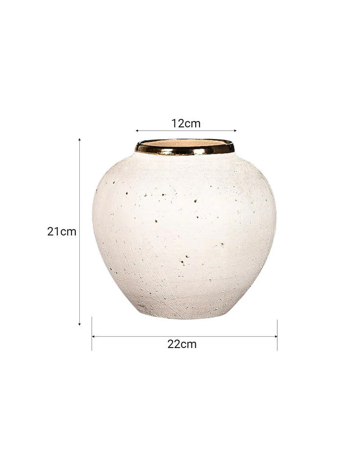 SOGA 21x22cm Plain White Small Ceramic Flower Vase Elegant Living Room Home Decor