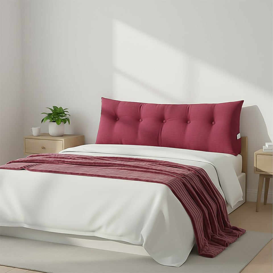 SOGA Home & Living Bundle – Rose Red Triangular Wedge Pillow & Burgundy Striped Flannel Throw