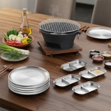 SOGA Kitchenware Bundle – Silver Grilling Plate, Divided Sauce Pan & Cast Iron BBQ Grill