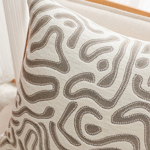 SOGA 2X 50cm Gray White Abstract Swirl Pattern Decorative Throw Pillow
