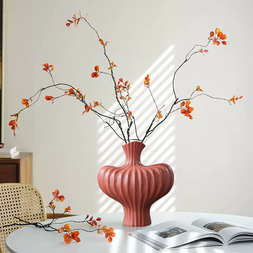 SOGA 2X 28x30cm Large Matte Red Decorative Vases – Countertop Ornament Accessories