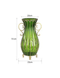 SOGA 51cm Green Glass Tall Floor Vase with 12pcs Pink Artificial Fake Flower Set